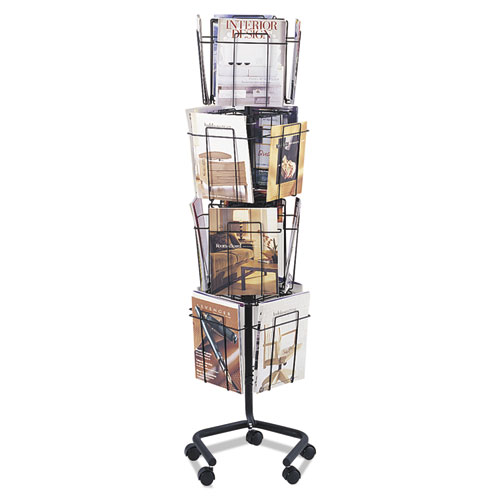 Image of Wire Rotary Display Racks, 16 Compartments, 15w x 15d x 60h, Charcoal