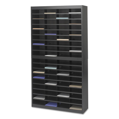 Image of Steel/Fiberboard E-Z Stor Sorter, 72 Compartments, 37.5 x 12.75 x 71, Black