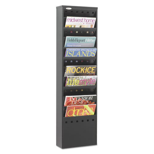 Image of Steel Magazine Rack, 11 Compartments, 10w x 4d x 36.25h, Black