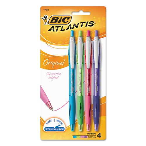 Bic Atlantis Original Retractable Ballpoint Pen Blue Ink Medium 1mm Dozen 