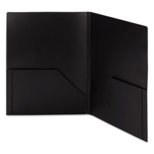 Frame View Poly Two-Pocket Folder, 100-Sheet Capacity, 11 x 8.5, Clear/Black, 5/Pack