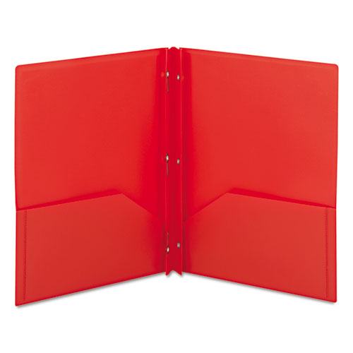 Image of Smead™ Poly Two-Pocket Folder With Fasteners, 180-Sheet Capacity, 11 X 8.5, Red, 25/Box