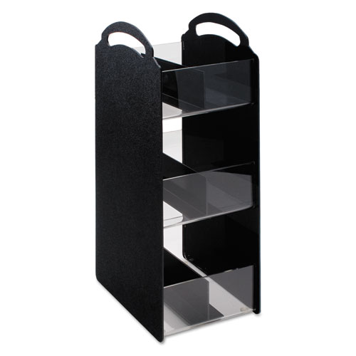 Compact Condiment Organizer, 6 Compartments, 6.13 x 8 x 18, Black