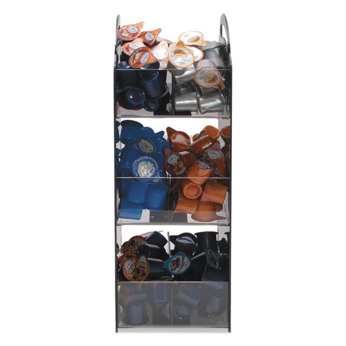 Compact Condiment Organizer, 6 Compartments, 6.13 x 8 x 18, Black
