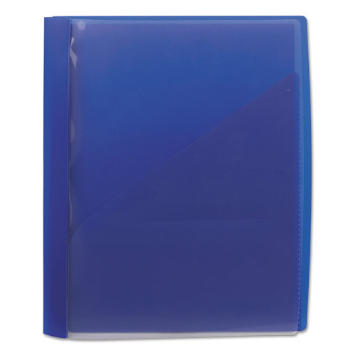 Clear Front Poly Report Cover, Double-Prong Fastener, 0.5" Capacity, 8.5 x 11, Clear/Blue, 5/Pack