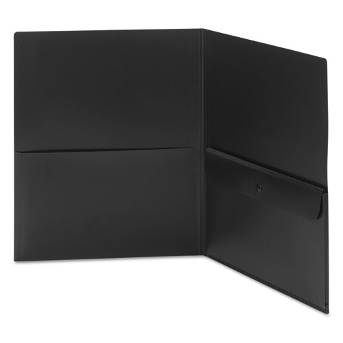 Image of Smead™ Poly Two-Pocket Folder With Snap Closure Security Pocket, 100-Sheet Capacity, 11 X 8.5, Black, 5/Pack