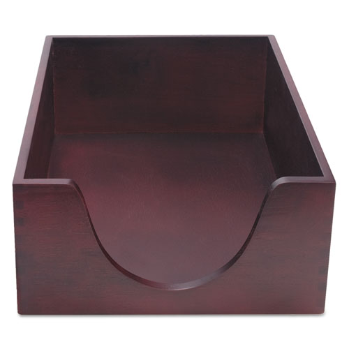 Double-Deep Hardwood Stackable Desk Trays, 1 Section, Letter Size Files, 10.13" x 12.63" x 5", Mahogany