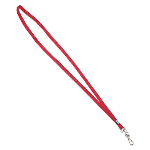 Deluxe Lanyards, J-Hook Style, 36" Long, Red, 24/Box | by Plexsupply