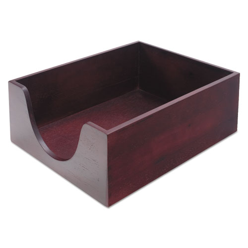 Double-Deep Hardwood Stackable Desk Trays, 1 Section, Legal Size Files, 10.13" x 12.63" x 5", Mahogany