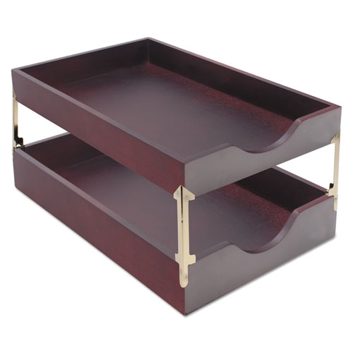 HARDWOOD STACKABLE DESK TRAYS, 1 SECTION, LEGAL SIZE FILES, 10.25" X 15.25" X 2.5", MAHOGANY