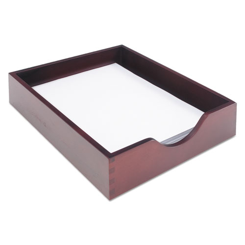 Hardwood Stackable Desk Trays, 1 Section, Letter Size Files, 10.25" x 12.5" x 2.5", Mahogany