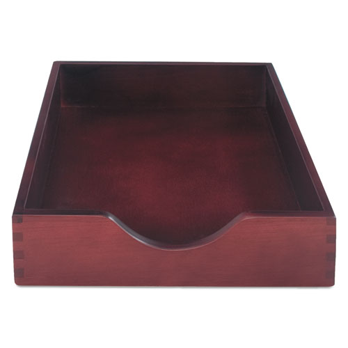 Hardwood Stackable Desk Trays, 1 Section, Letter Size Files, 10.25" x 12.5" x 2.5", Mahogany