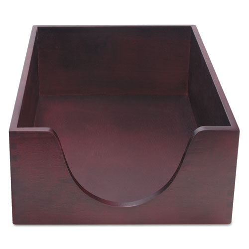 Image of Double-Deep Hardwood Stackable Desk Trays, 1 Section, Legal Size Files, 10.13" x 12.63" x 5", Mahogany