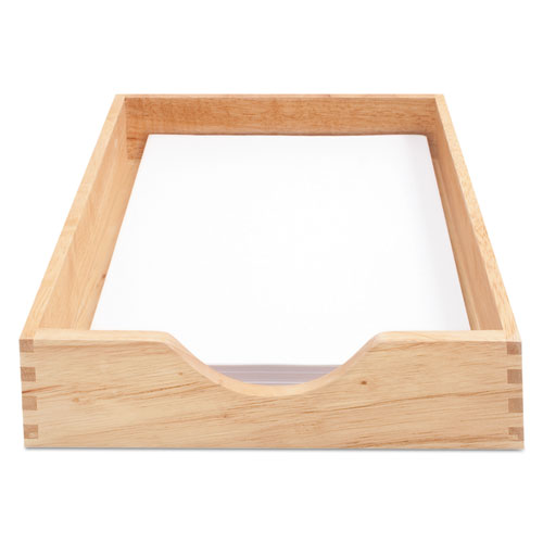 Hardwood Stackable Desk Trays, 1 Section, Letter Size Files, 10.25" x 12.5" x 2.5", Oak | by Plexsupply