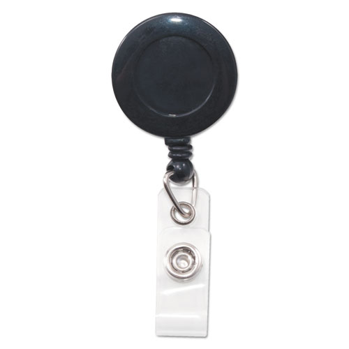 Swivel-Back Retractable ID Card Reel, 30 Extension, Black, 12/Pack