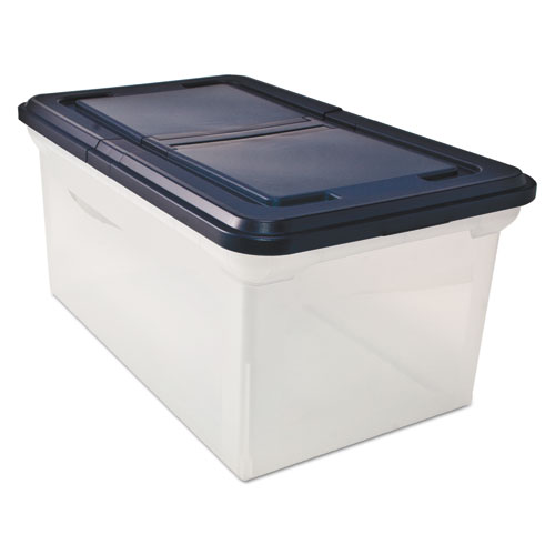 Image of Innovative Storage Designs Extra-Capacity 28" File Tote, Letter Files, 23.25" X 14.25" X 10.63", Clear/Navy