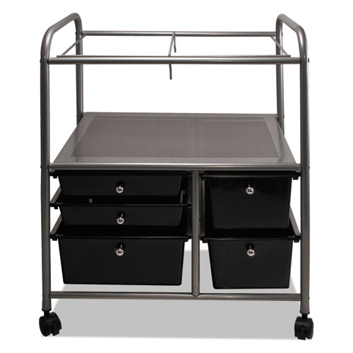Image of Letter/Legal File Cart with Five Storage Drawers, Metal, 5 Drawers, 21.63" x 15.25" x 28.63", Matte Gray/Black