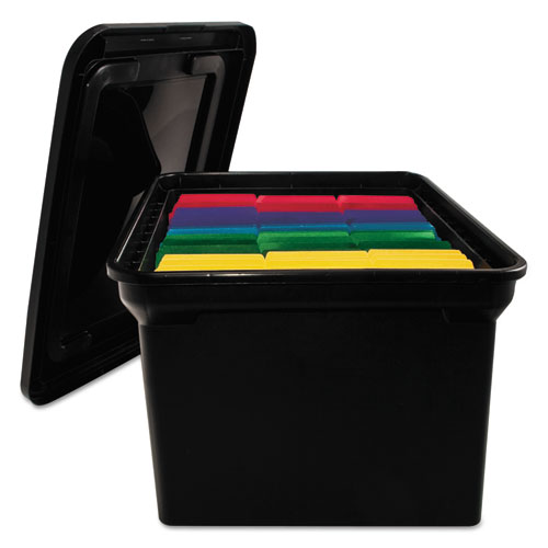 Image of File Tote with Lid, Letter/Legal Files, 14.25" x 18" x 10.88", Black