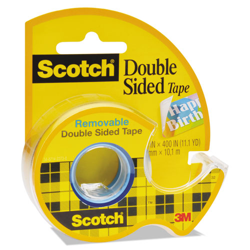 DOUBLE-SIDED REMOVABLE TAPE IN HANDHELD DISPENSER, 1" CORE, 0.75" X 33.33 FT, CLEAR