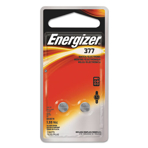 Energizer® Watch/Electronic/Specialty Battery, 377, 1.5V, 2/Pack