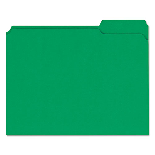 Reinforced Top-Tab File Folders, 1/3-Cut Tabs, Letter Size, Green, 100/Box | by Plexsupply