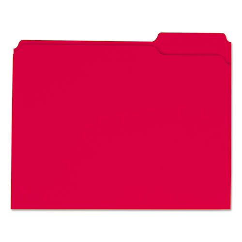 Reinforced Top-Tab File Folders, 1/3-Cut Tabs, Letter Size, Red, 100/Box | by Plexsupply