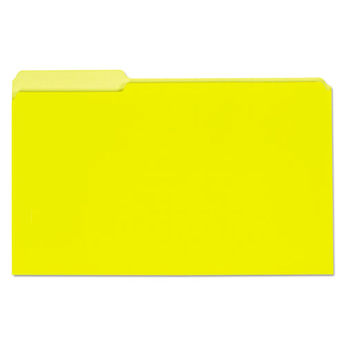 Interior File Folders, 1/3-Cut Tabs: Assorted, Legal Size, 11-pt Stock, Yellow, 100/Box