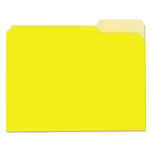 Interior File Folders, 1/3-Cut Tabs, Letter Size, Yellow, 100/Box