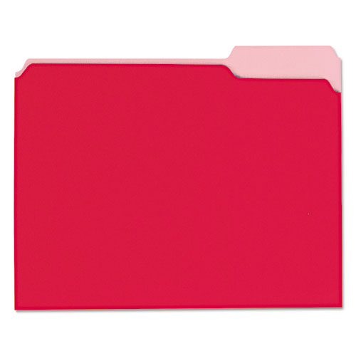 Interior File Folders, 1/3-Cut Tabs: Assorted, Letter Size, 11-pt Stock, Red, 100/Box