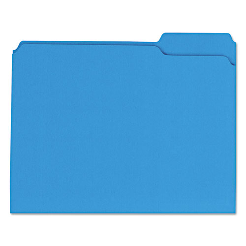 Reinforced Top-Tab File Folders, 1/3-Cut Tabs, Letter Size, Blue, 100/Box | by Plexsupply