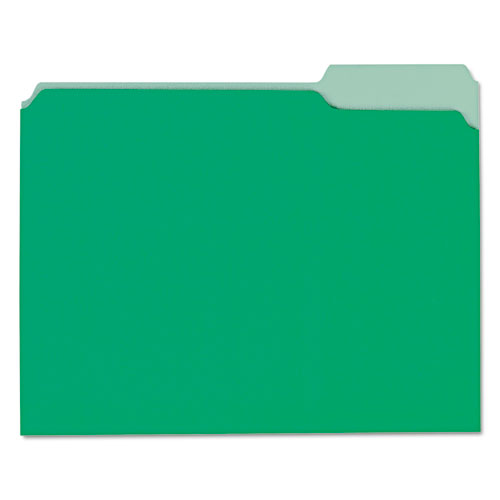 Image of Interior File Folders, 1/3-Cut Tabs: Assorted, Letter Size, 11-pt Stock, Green, 100/Box