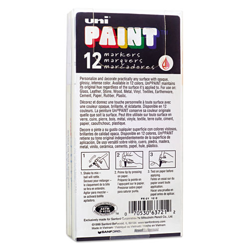 Uni -Paint Permanent Marker, Fine Bullet Tip, White