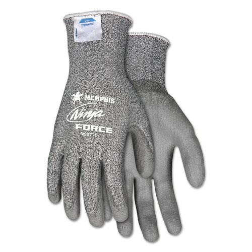 Mcr™ Safety Ninja Force Polyurethane Coated Gloves, Large, Gray, Pair