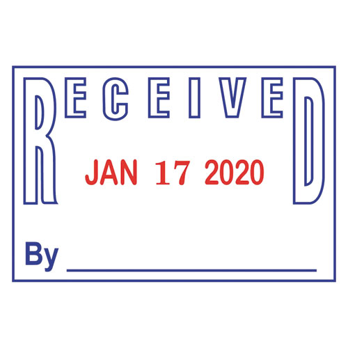 Image of Model S 360 Two-Color Message Dater, 1.75 x 1, "Received", Self-Inking, Blue/Red