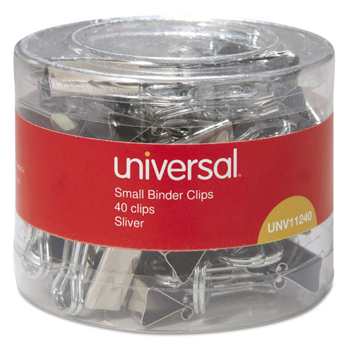 BINDER CLIPS IN DISPENSER TUB, SMALL, SILVER, 40/PACK
