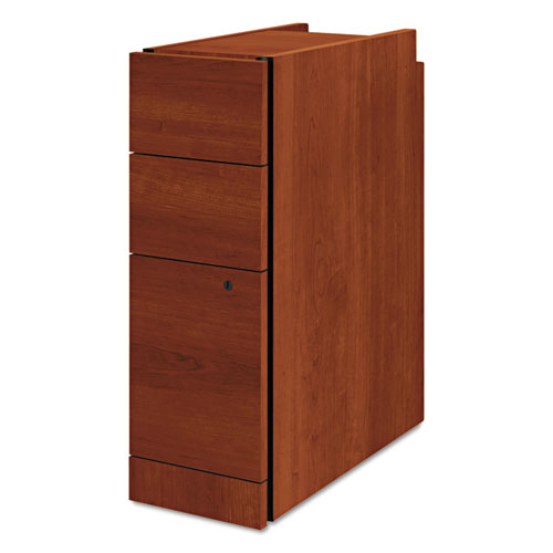 HON® Narrow Pedestal, Left or Right, 3-Drawers: Box/Box/File, Legal/Letter, Cognac, 9.5" x 22.75" x 28"