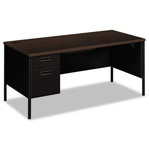 Hon® Metro Classic Series Left Pedestal "L" Workstation Desk, 66" X 30" X 29.5", Mocha/Black