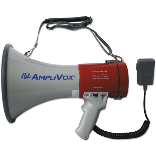 AmpliVox® MityMeg Piezo Dynamic Megaphone, 25W w/Coiled Microphone