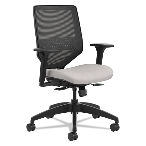 SOLVE SERIES MESH BACK TASK CHAIR, SUPPORTS UP TO 300 LBS., STERLING SEAT, BLACK BACK, BLACK BASE
