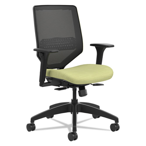 SOLVE SERIES MESH BACK TASK CHAIR, SUPPORTS UP TO 300 LBS., MEADOW SEAT, BLACK BACK, BLACK BASE