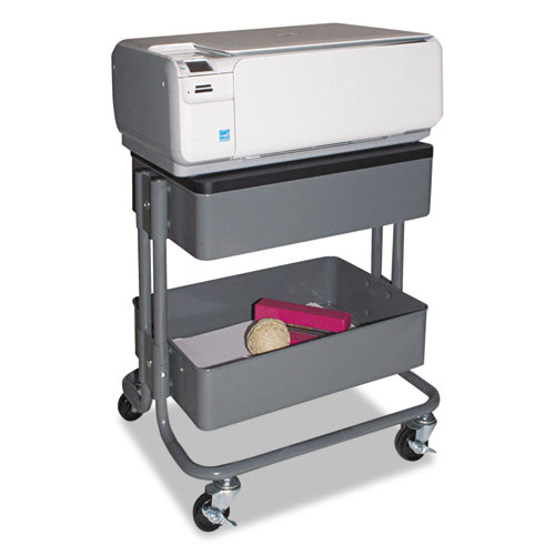 Image of Adjustable Multi-Use Storage Cart and Stand-Up Workstation, 15.25" x 11" x 18.5" to 39", Gray