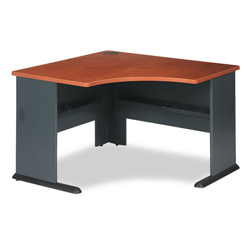 Bush® Series A Collection Corner Desk, 47.25" x 47.25" x 29.88", Natural Cherry/Slate Gray