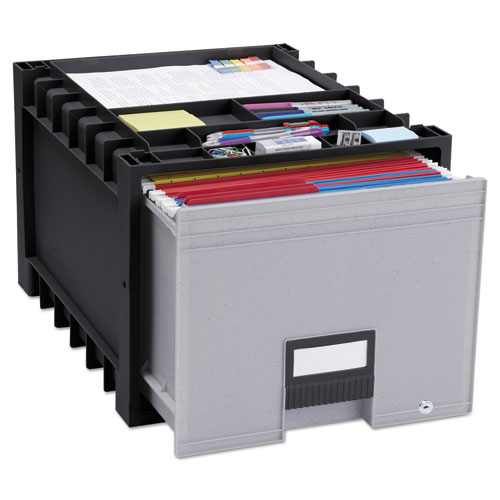 Archive Storage Drawers with Key Lock, Letter Files, 15.25" x 18" x 11.5", Black/Gray