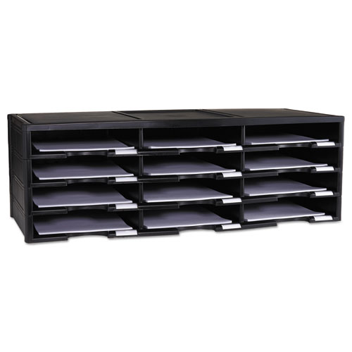 Storex Literature Organizer, 12 Compartments, 10.63 x 13.3 x 31.4, Black