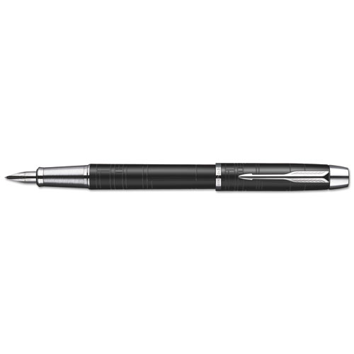 Image of Parker® Im Premium Roller Ball Pen, Stick, Fine 0.7 Mm, Black Ink, Black/Chrome Barrel