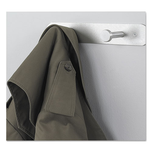 Image of Safco® Nail Head Wall Coat Rack, Two Hooks, Metal, 12W X 2.75D X 2H, Satin