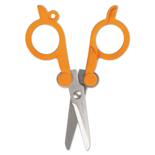 Fiskars® Folding Scissors, 4" Long, Double-Loop Handle, Orange