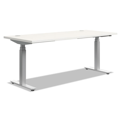 HON® Height-Adjustable Table Base, 72w x 24d x 23 5/8-49 1/4h, Silver