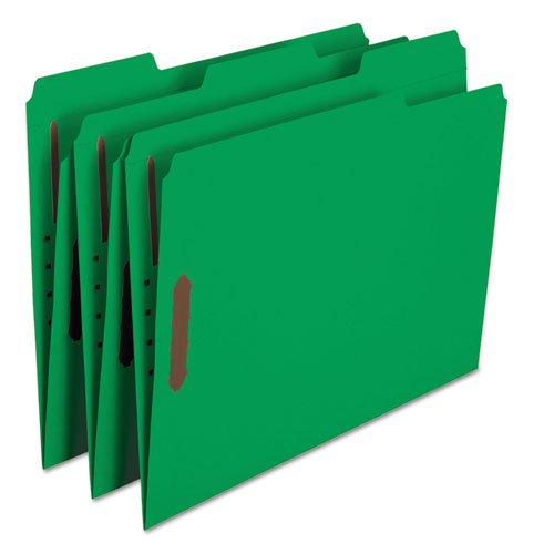 Top Tab Colored 2-Fastener Folders, 1/3-Cut Tabs, Letter Size, Green, 50/Box