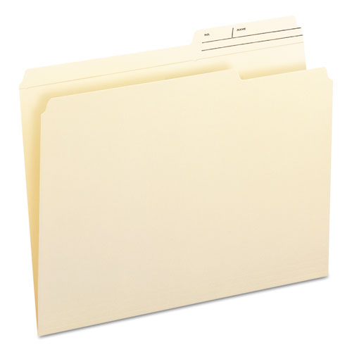 Reinforced Guide Height File Folders, 2/5-Cut Printed Tab, Right of Center, Letter Size, Manila, 100/Box